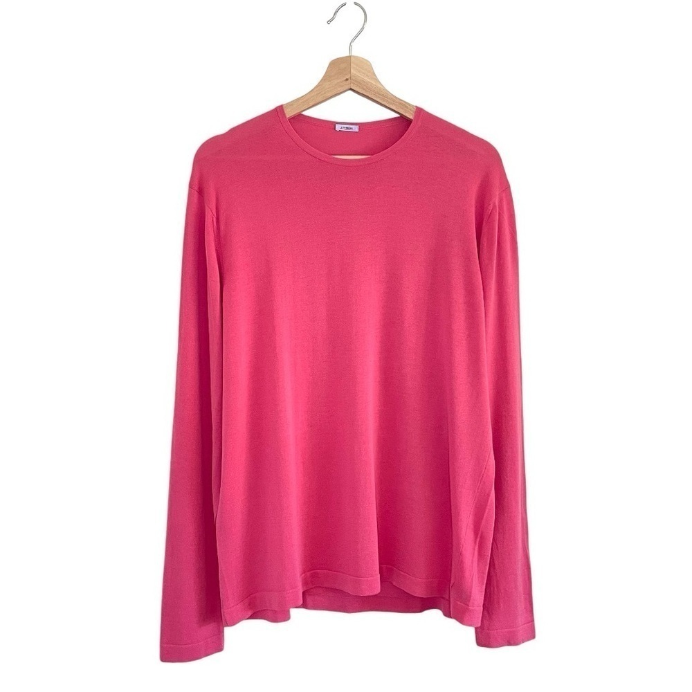 Malo Lightweight Cotton Crewneck Long Sleeve Knit Pullover Pink IT 52 US Medium
